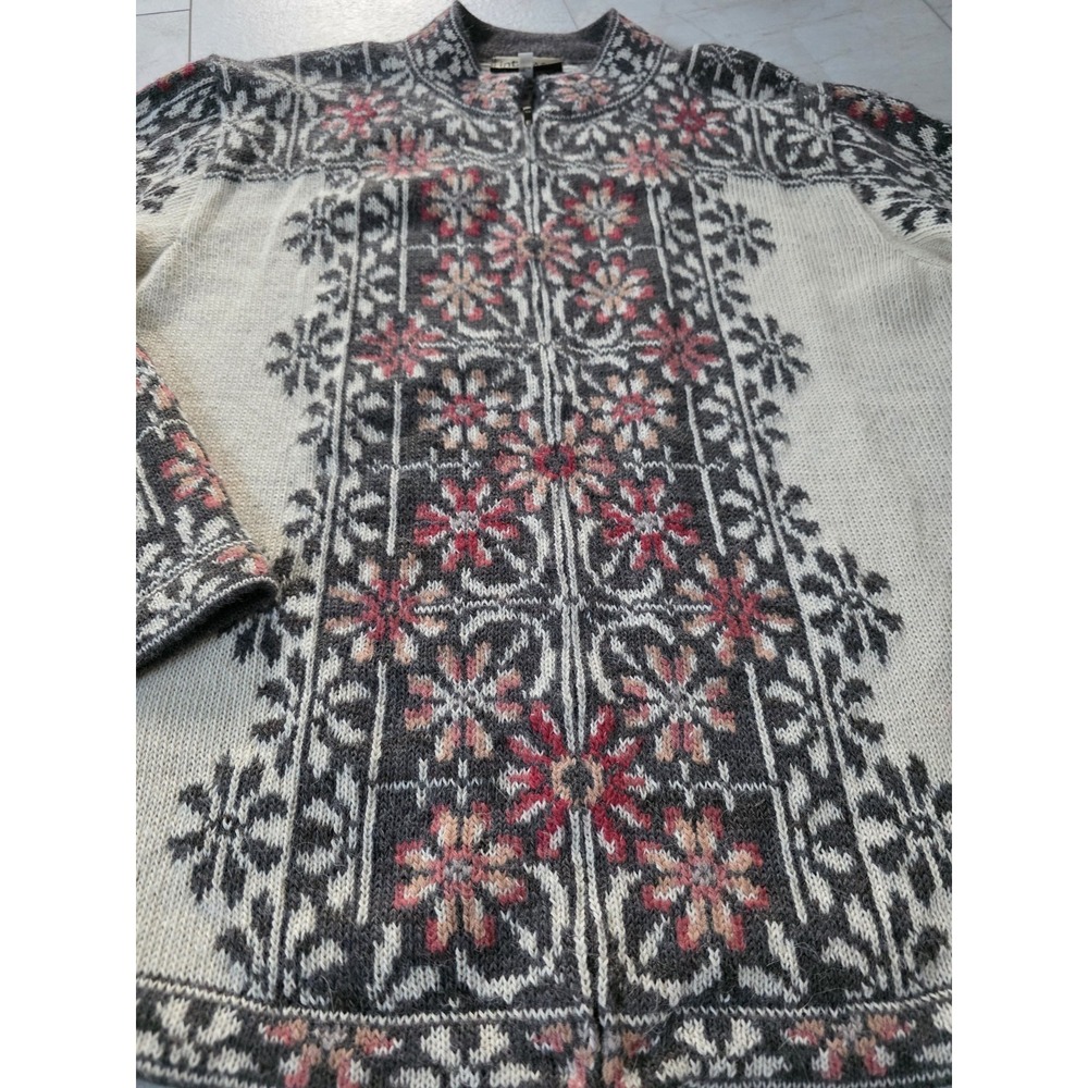 Vintage Intiwara Women's 100% Alpaca Cardigan Nordic XL Full Zip - Picture 9 of 15
